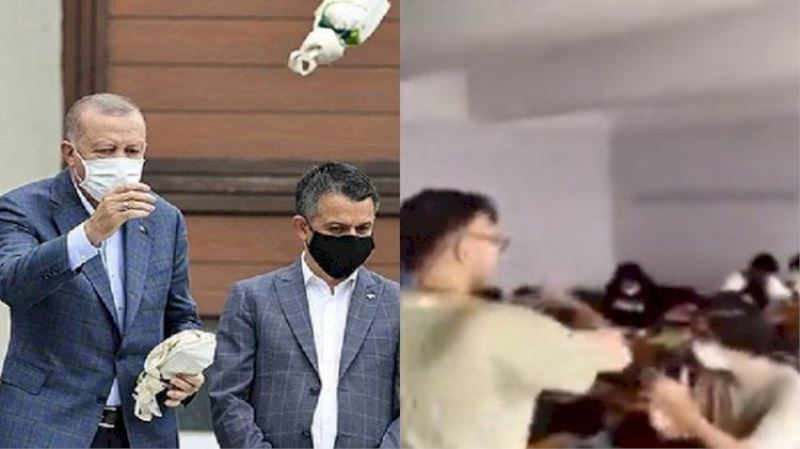 Erdoğan’ın çay fırlatmasını taklit eden öğrencilere tutanak