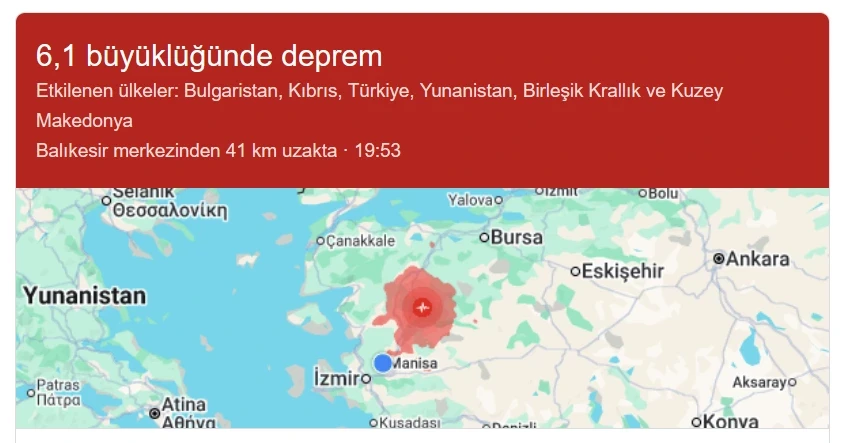 Manisa’da Hissedilen Deprem Sonrası İlk Açıklama